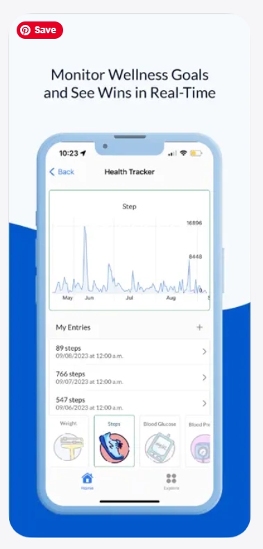 Monitor Wellness Goals phone screenshot